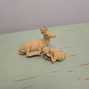 Doe & Fawn Deer Resin Miniature Figurines